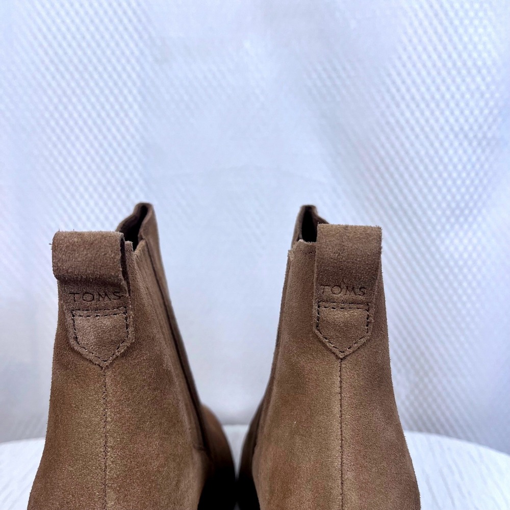 NIB: TOMS Noa Suede Wedge Booties Brown Tan Chelsea Ankle Boots Size 9 - Picture 7 of 10